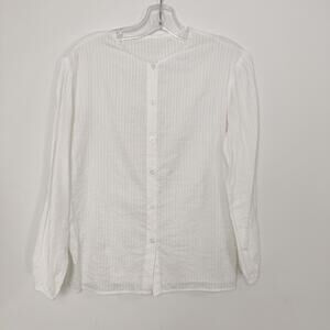 DAZY Women’s White Textured Stripe Button Front Blouse Shirt Size Small